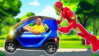 ¡Coche eléctrico para Iron Man! Taller de reparaciones con Superhéroes