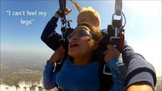 Young woman ENJOYS skydiving.