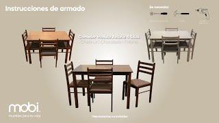 Mobi Muebles - Comedor Asturia 4 Sillas Color Chocolate, Chesnut y Fresno - Instrucciones de armado