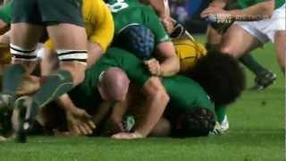 Stephen Ferris lifts Will Genia up like a Rag Doll