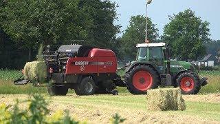 Hooi balen persen met Fendt 718 Vario en Case IH LB333 - Loonbedrijf Altena (2019)