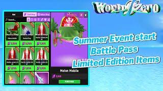 Summer Tropical Battle pass and Limited Items, and various Latest Codes in Worldzero on Roblox