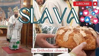 SLAVA cake cut in the Orthodox church - the ceremony