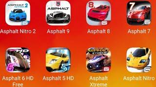 Asphalt Nitro 2,Asphalt 9,Asphalt 8,Asphalt 7,Asphalt 6,Asphalt 5,Asphalt Xtreme,Asphalt Nitro