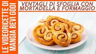 Ventagli di sfoglia con mortadella e formaggio (Ricetta per finger food veloci e sfiziosi)