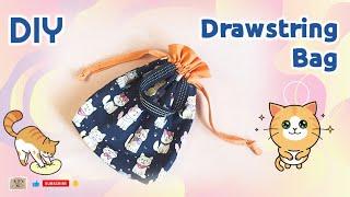 DIY Drawstring Bag | เย็บถุงผ้าหูรูดลายน้องเหมียว #drawstringbag #ถุงผ้าหูรูด