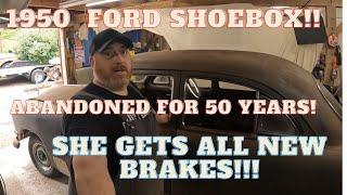 1950 FORD SHOEBOX GETS ALL NEW BRAKES!!! BEEN OFF THE ROAD FOR 50 YEARS!!