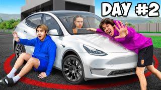 Last To LEAVE Tesla = KEEPS It (Challenge) | NichLmao