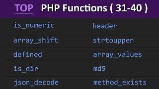 TOP 100 PHP Functions ( 31 - 40 ) | Learn PHP Programming