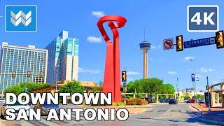 [4K] Exploring Downtown San Antonio, Texas USA - Walking Tour & Travel Guide  Binaural City Sound