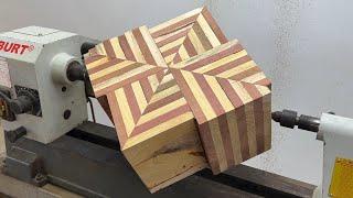 Amazing Woodturning Crazy - A Work Of Art Wonderfully Patched Together Patchwork On A Lathe