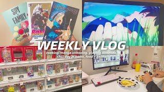 weekly vlog : cooking, manga unboxing, playing nintendo, chill day at home, food + anime !