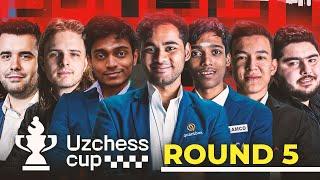 UZCHESS CUP 2025 Round  5 | Pragg vs Maghsoodloo, Arjun vs Vokhidov Nodirbek vs Aravindh
