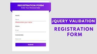 Form validation in jQuery Validation Registration Form | Using jQuery Html Css & Bootstrap