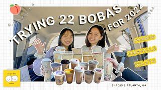 Trying 22 Bobas for 2022 in Atlanta, Georgia | Sticky Note Snacks 01