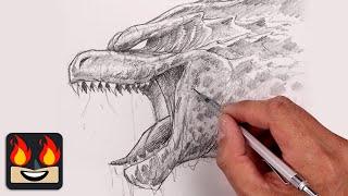 How To Draw Godzilla | Sketch Tutorial