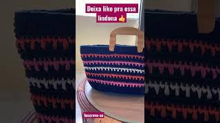 BOLSA DE CROCHÊ MODA PRAIA COM ALÇA DE MADEIRA