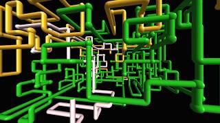 [16:10 1080p] 3d Pipes Screensaver 10 Hours (no loop, with teapots!)