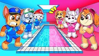 Paw Patrol Ultimate Rescue | Pink vs Blue Team in SWIMMING RACE CHALLENGE! - Funny Story | Rainbow 3