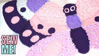BUTTERFLY RAG QUILT/FULL TUTORIAL (BEGINNER SEWING PROJECT) How to Sew an animal rag quilt
