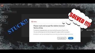 Adobe illustrator Frozen in "Please read and accept the Adobe General Terms of Use" Message Fix.