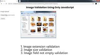 Image Validation using JavaScript | File upload Validation in JavaScript