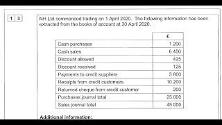 Sales and Purchases Ledger Control Accounts 7126 June 2020 Q13 NH Ltd