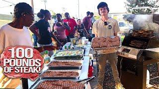 Cooking 100 Pounds Of Steak For The Homeless!