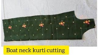 boat neck kurti cutting||boat neck suit cutting very easy method