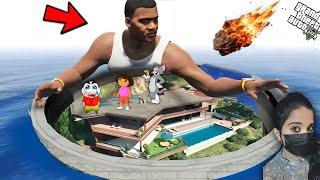 Franklin Saving His House From Biggest Tsunami & Meteor shower Ever - GTA 5