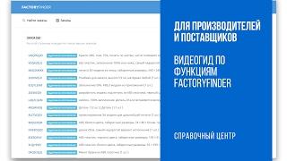 Видеогид для производителей и поставщиков по функциям FactoryFinder