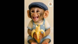Funny Monkey Eating Banana Like a Human  | Cute Animal Shorts