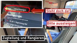 Zugteilung mit überforderten Fahrgästen und Rangieren in Neukirchen