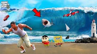 Franklin Shinchan Surviving Biggest Tsunami in GTA 5 !