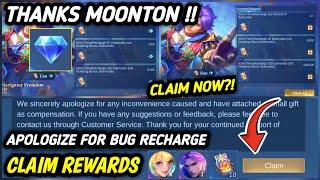 CLAIM FREE TOKENS !! COMPENSATION FROM MOONTON | BUG RECHARGE FIXED! - MLBB