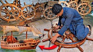 Creating a Monumental Wooden Ship Steering Wheel || Masterpiece by Pakistani Skilled Craftsmen