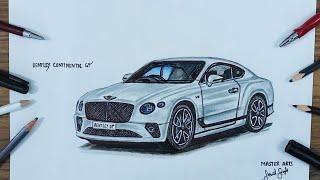 Drawing Bentley Continental Gt / / How to draw Bentley Continental Gt