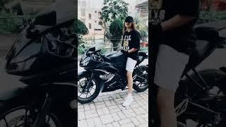 Cute Lady Biker with R15 | #randombike #trendingshorts #shortsvideo #bikelover #ladybiker #r15m