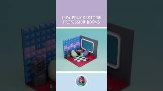 Low Poly Cartoon Profession Rooms #3Dmodelling #3Dmodel #lowpoly #3D #blender #modeling #rooms