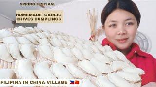 Ate Clydee|Filipina living in China village|We make GARLIC CHIVES DUMPLINGS during spring festival|