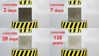 HYDRAULIC PRESS AGAINST CONCRETE OF DIFFERENT AGES