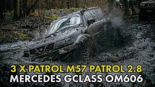 OFF ROAD 3x PATROL M57 | GCLASS OM606 | PATROL 2.8 | Urwane mosty, popsute silniki