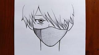 Easy Anime Drawing | How To Draw Anime Boy Wearing A Mask Easy Step By Step Tutorial