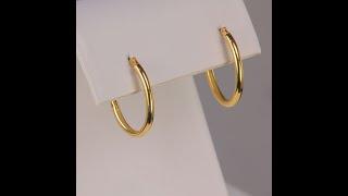 14K Yellow Gold Oval Hoop Earrings