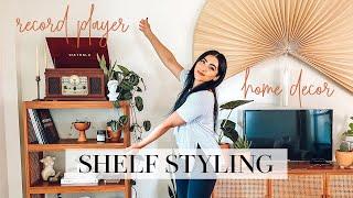 SHELF STYLING | Amazon home decor haul, new record player, how to create stop motion Instagram reel