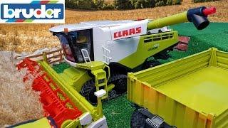 BRUDER toys COMBINE HARVESTER Claas Lexion at work!