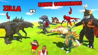 ZILLA on BEAST MODE fighting ALL EARTH CONQUERORS in WAR OF TITAN SERIES Part 18 with SHINCHAN CHOP