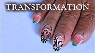 DIFFICULT HARWORKER WOMANS NAILS TRANSFORMATION WITH SHORT NAIL PLATE STEP BY STEP TUTORIAL