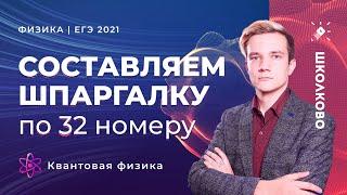 Физика. ЕГЭ 2021. Составляем шпаргалку по 32 номеру. Квантовая физика