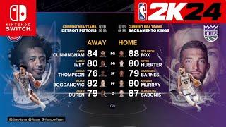 NBA 2k24 Nintendo Switch - Detroit Pistons Vs Sacramento Kings Full Gameplay